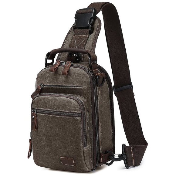 Sling Bag for Men Waxed Canvas Crossbody Bag Chest Bag Water Light Green